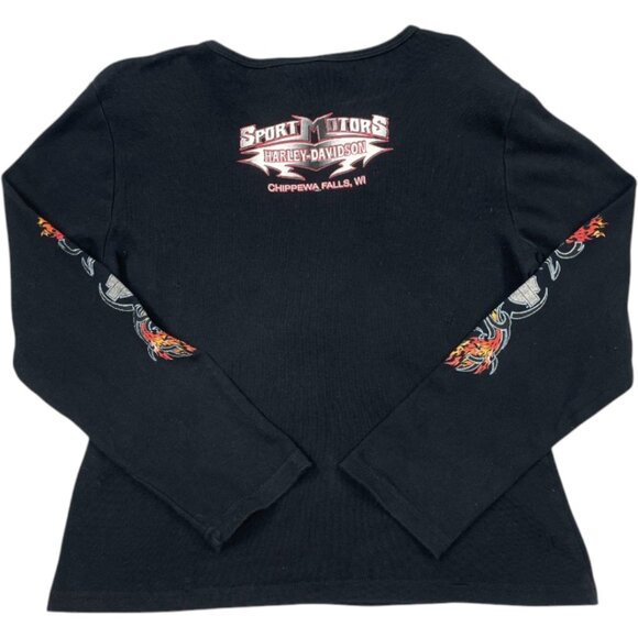 Harley Davidson Long Sleeve Double Sided Biker Motorcycle Shirt Top Women's 2XL - Picture 9 of 9